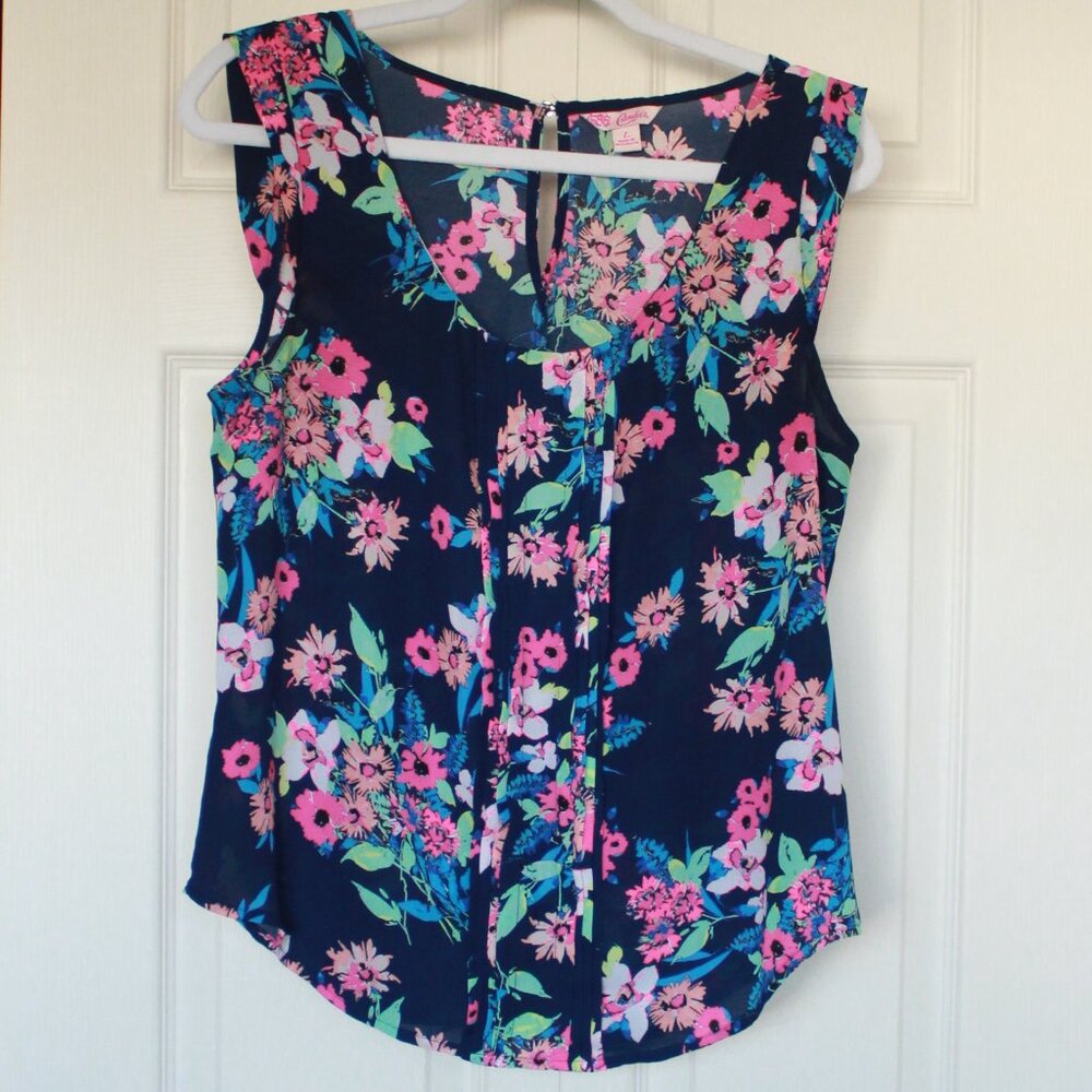 Candie's blue floral blouse Large